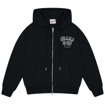 Drama Call BLACK DISTRESSED COLLEGE ZIP UP